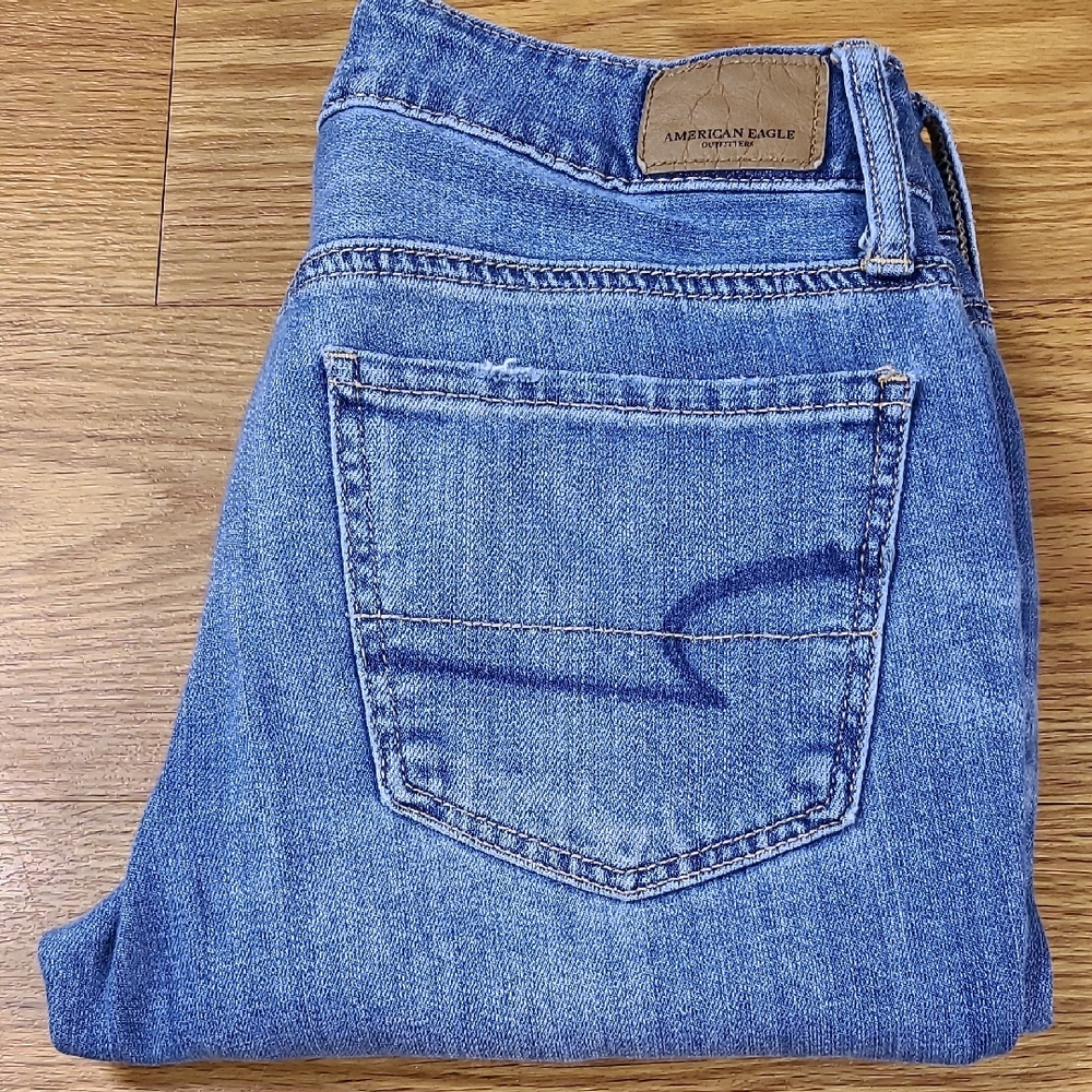 AMERICAN EAGLE 00x26 TOMGIRL 2018 PREOWNED DISTRESED DISTROYED DENIM FADED JEANS - Picture 8 of 8